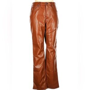 Good American Tan Straight Leg Faux Leather Pants